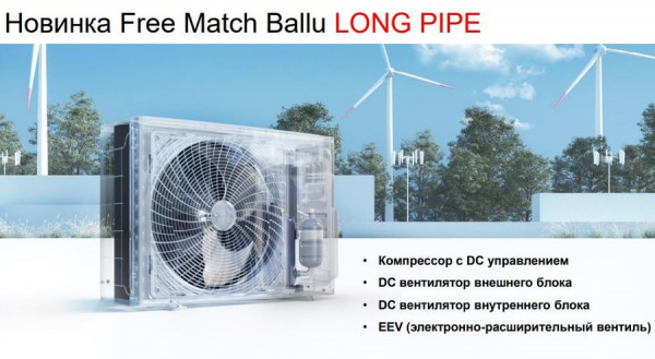Внешний блок мульти сплит-системы на 2 комнаты Ballu Free Match ERP LONG PIPE B2OI-FM/out-14HN8/LP_EU в Москве